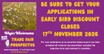 EARLY BIRD APPLICATIONS CLOSE 17th NOVEMBER 2026
